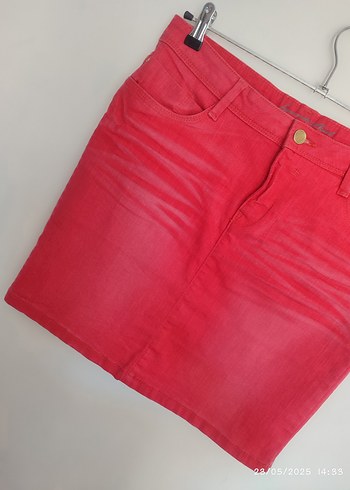 Diğer Pembe Denim Midi Kadın Etek