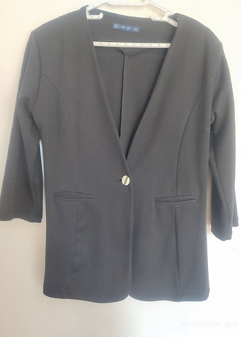 Kadın Siyah Midi Blazer Ceket