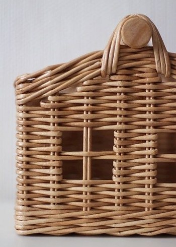 Bej Hasır Ev Şeklinde Sepet - Görsel 2