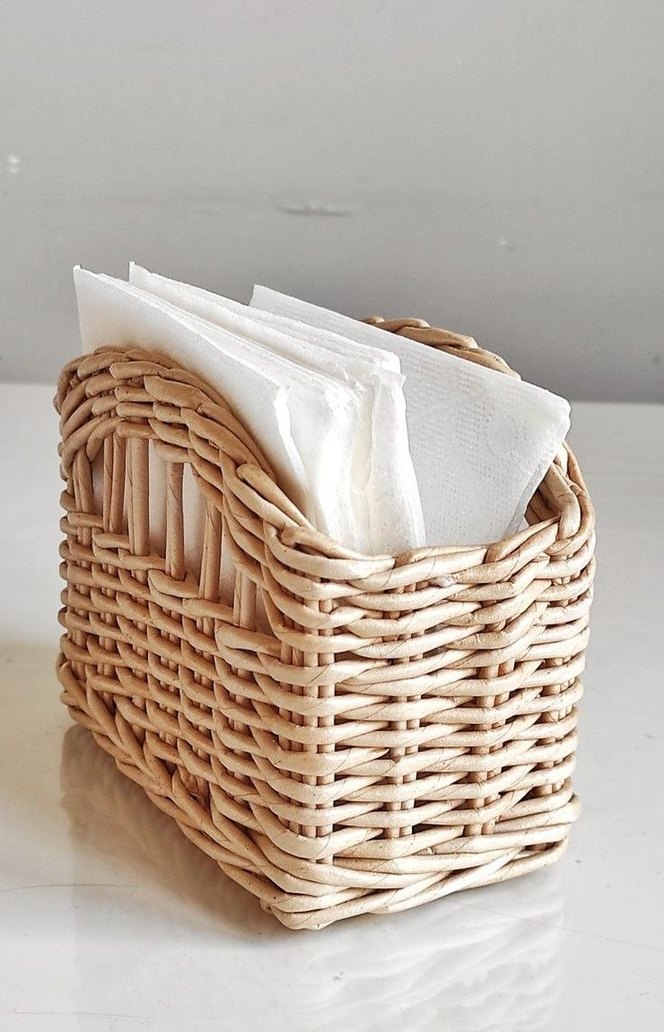Bej Hasır Peçetelik Sepet - Görsel 2