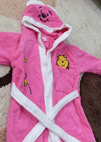 Kız Çocuk Pembe Baskılı Bornoz