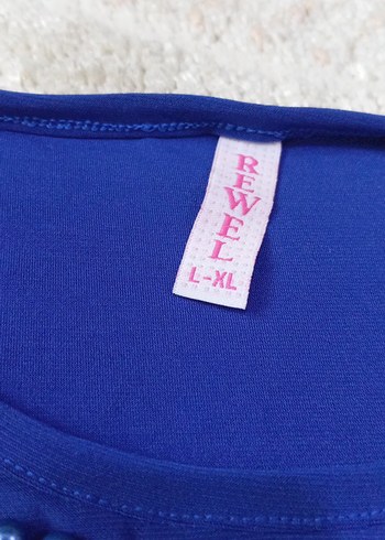 xl Beden Mavi Uzun Kollu Fırfırlı Bluz