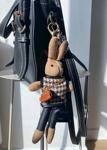 Örgü Kahverengi Tavşan Anahtarlık - Görsel 3