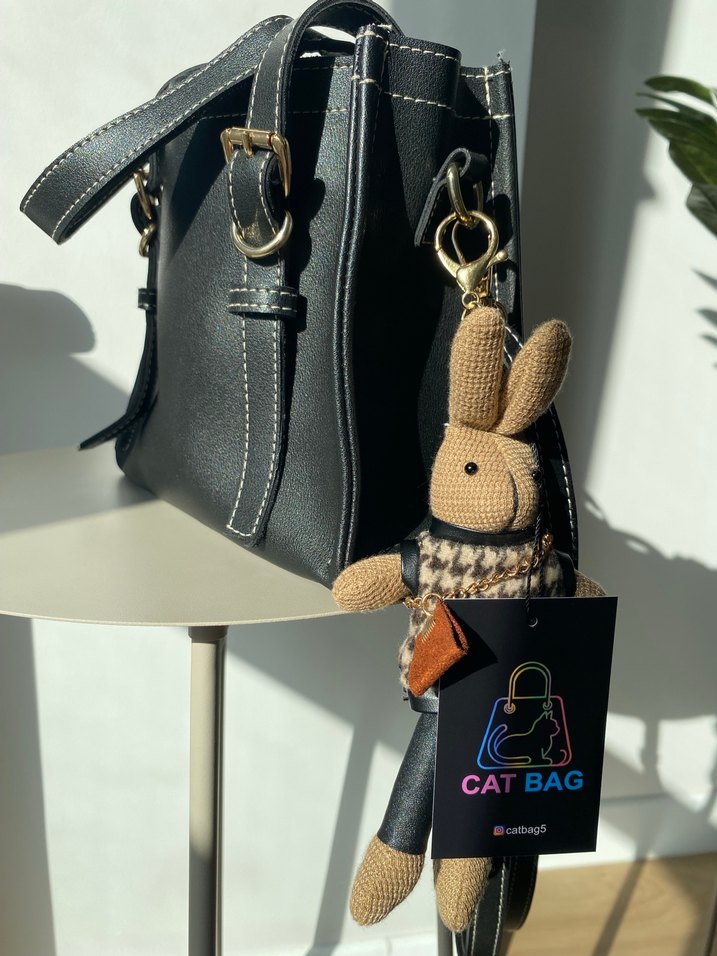 Örgü Kahverengi Tavşan Anahtarlık - Görsel 4