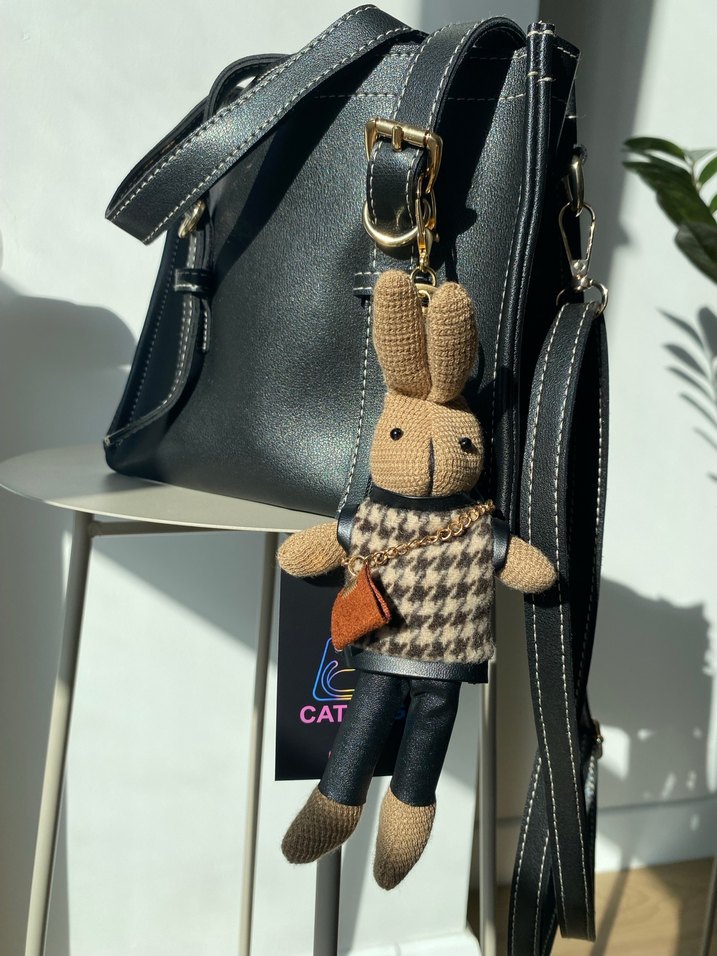 Örgü Kahverengi Tavşan Anahtarlık - Görsel 2