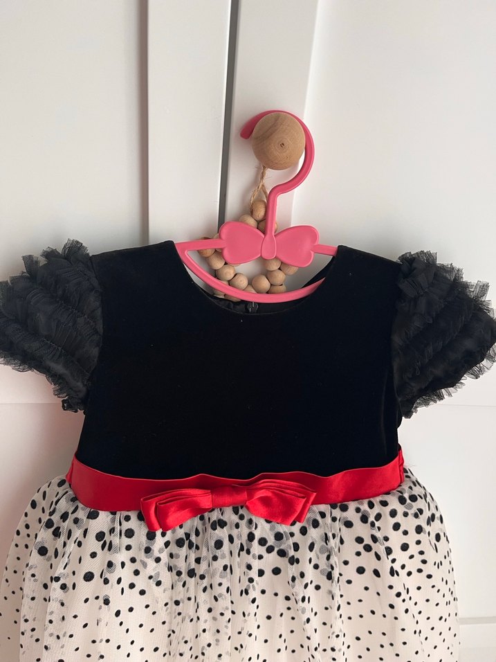 Puantiye Desenli Siyah Kız Elbisesi - Görsel 2