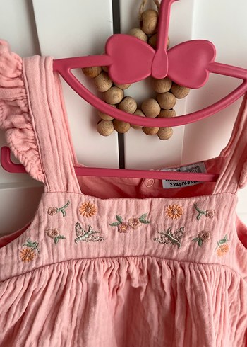 HelloBaby Pembe Nakışlı Kolsuz Bohem Kız Elbisesi