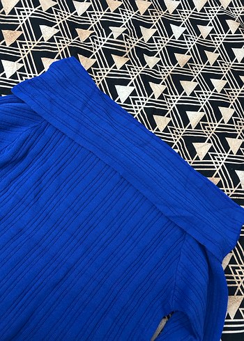 Mavi Kadın Pilili Kayık Yaka Triko - Görsel 2