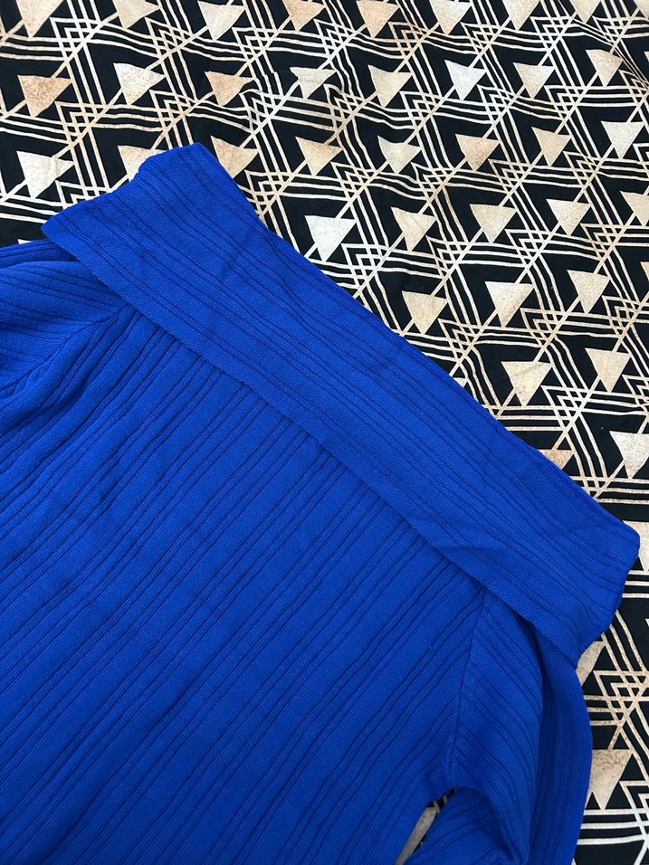 Mavi Kadın Pilili Kayık Yaka Triko - Görsel 2