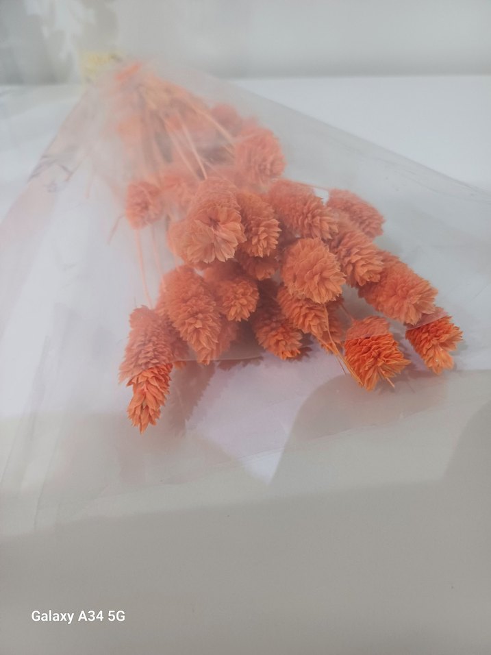 turuncu Pastel Dekoratif Kuru Çiçek Demeti - Görsel 2