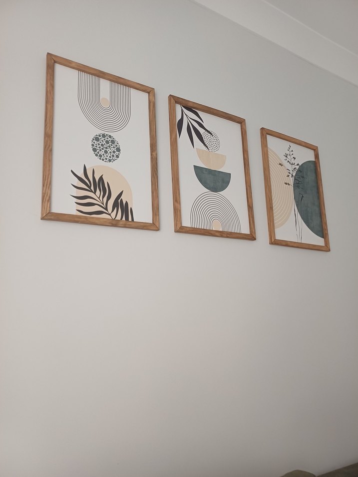 Bej Renkli Soyut Üçlü Tablo Seti - Görsel 2