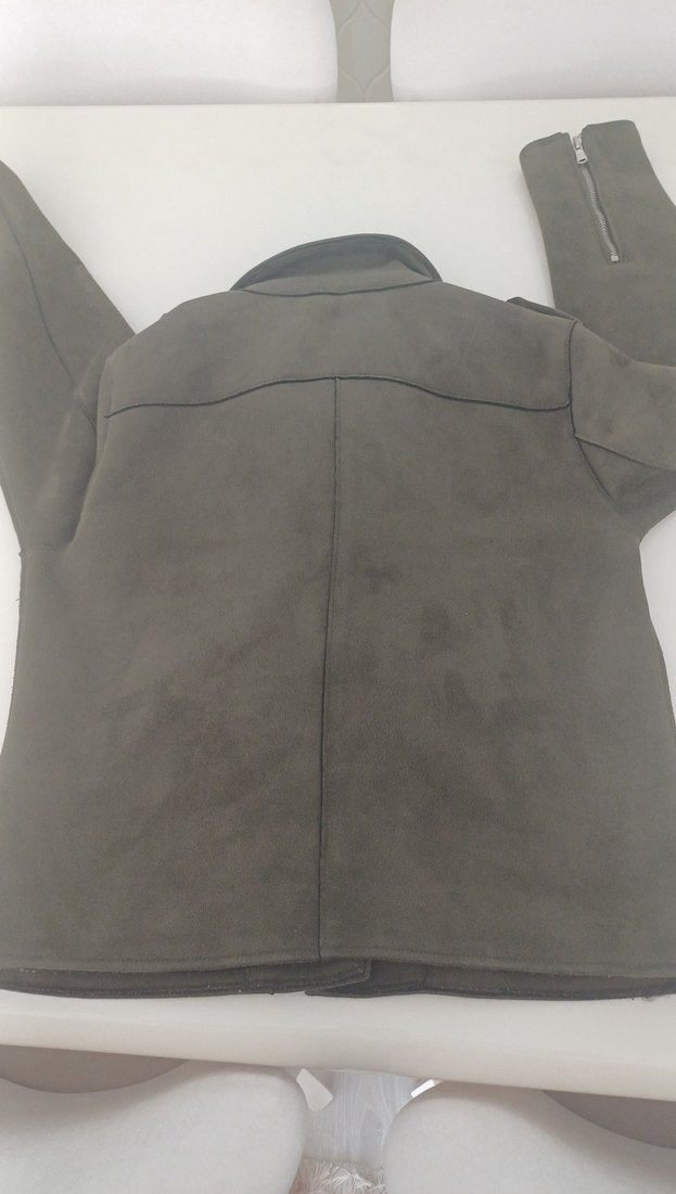 Gri Süet Biker Kadın Deri Ceket - Görsel 5