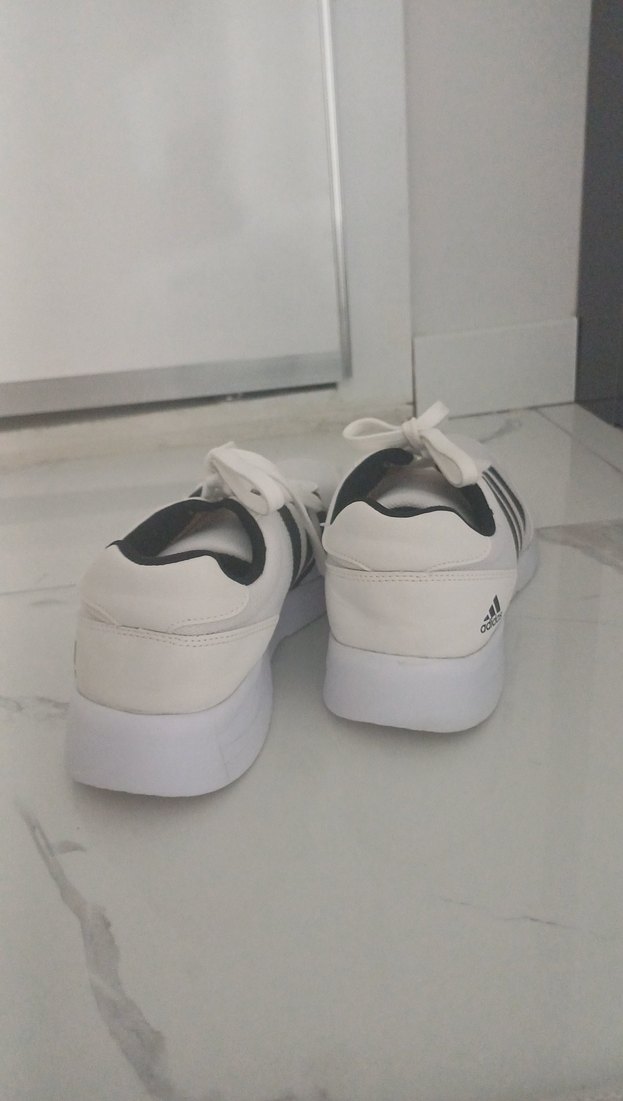 Beyaz Siyah Çizgili erkek Spor Ayakkabı - Görsel 4