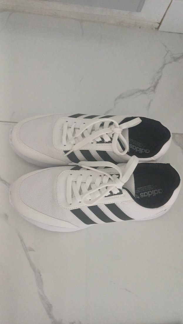 Beyaz Siyah Çizgili erkek Spor Ayakkabı - Görsel 3