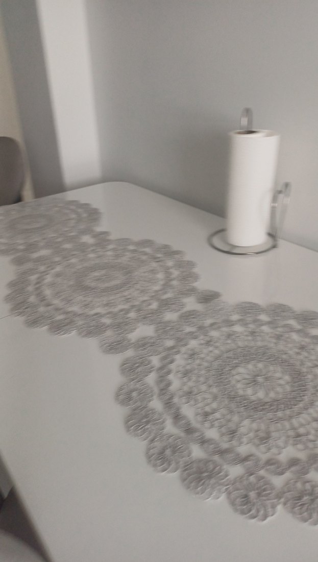 Gri Nakışlı Modern Klasik Masa Örtüsü - Görsel 4