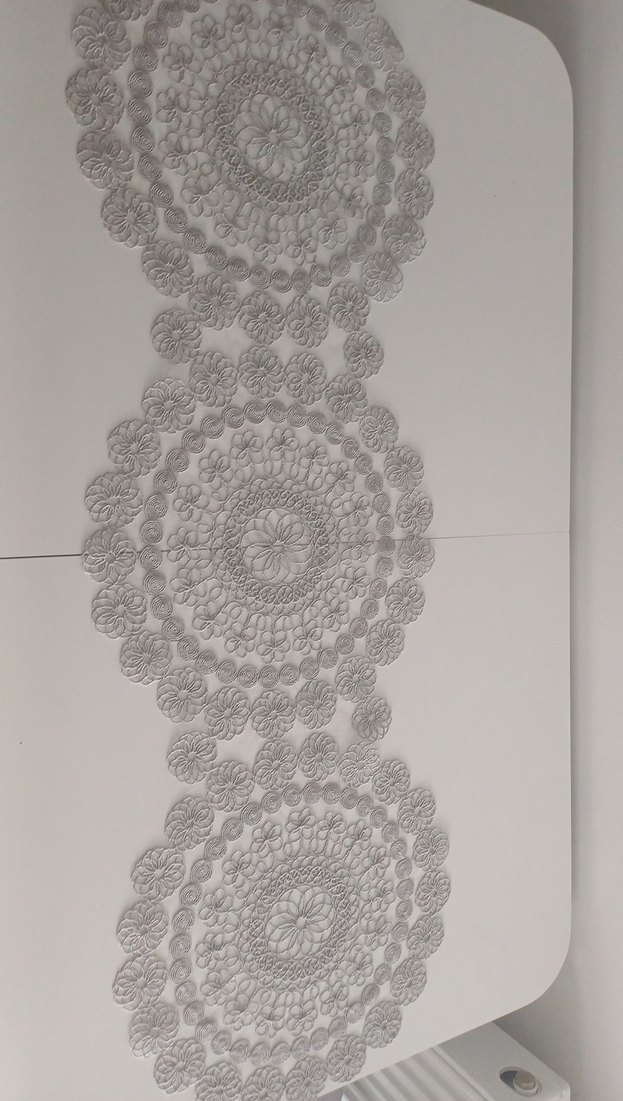 Gri Nakışlı Modern Klasik Masa Örtüsü - Görsel 2