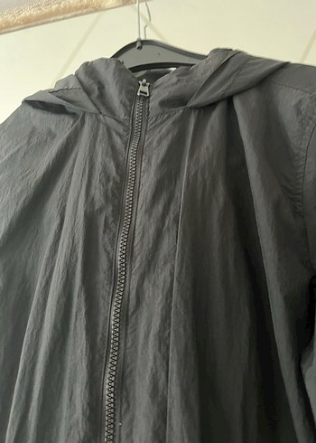 Kadın Siyah Uzun Keten Yağmurluk - Görsel 4