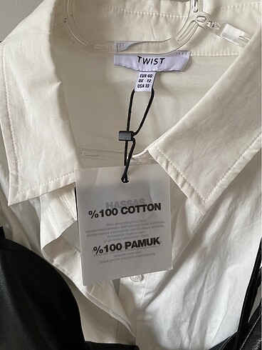 l Beden beyaz Renk Twist büstiyer aksesuarlı gömlek