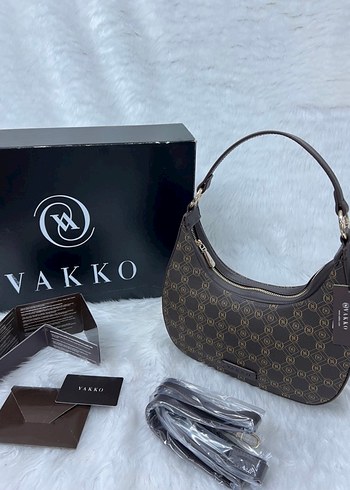 Vakko Kahverengi Baskılı Deri Kadın Çanta