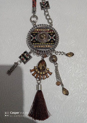 Bohem Tarzı Etnik Desenli Püsküllü Uzun Kolye