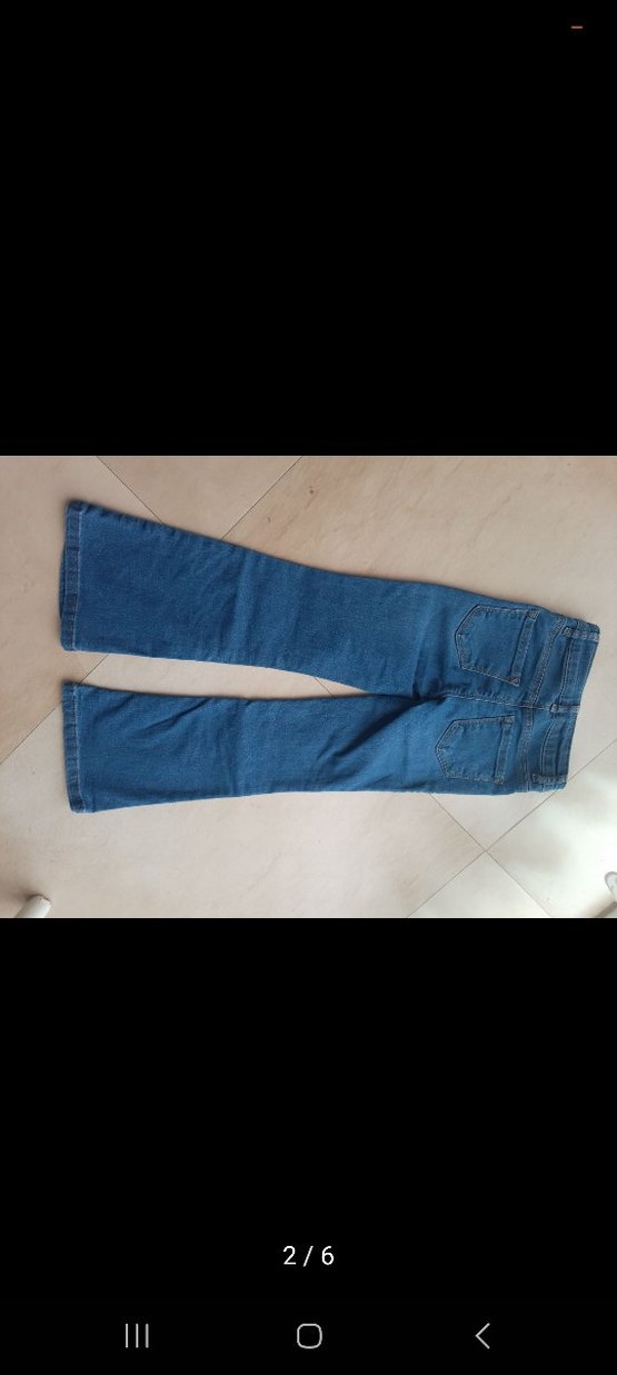 Düğmeli Mavi Kız Kot Pantolon - Görsel 2