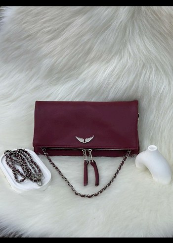 Zadig & Voltaire Bordo Zincir Detaylı Deri Çanta