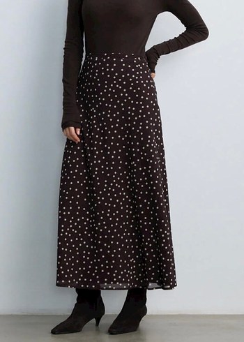 Siyah Puantiyeli Uzun Fırfırlı Etek - Görsel 3