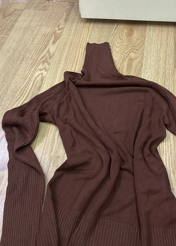 Kahverengi Boğazlı Kadın Triko Kazak - Görsel 2