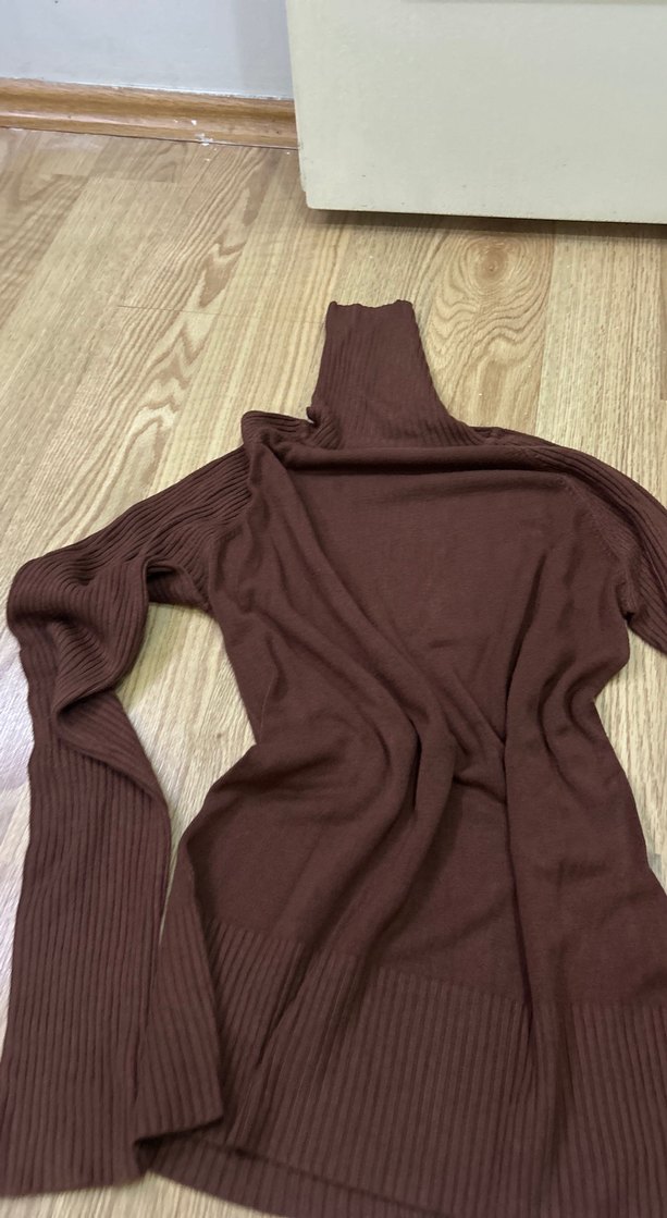 Kahverengi Boğazlı Kadın Triko Kazak - Görsel 2