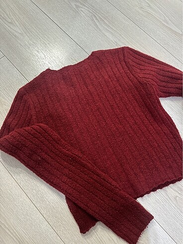 m Beden bordo Renk Koton crop üst