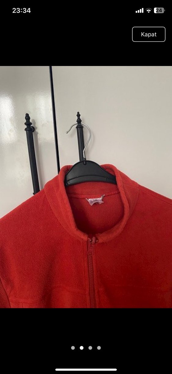 Kırmızı Fermuarlı Erkek Polar Sweatshirt - Görsel 2