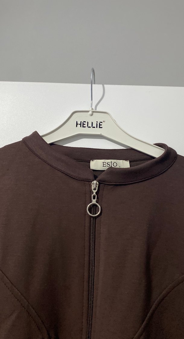 Kadın Kahverengi Fermuarlı Rahat Ceket - Görsel 2