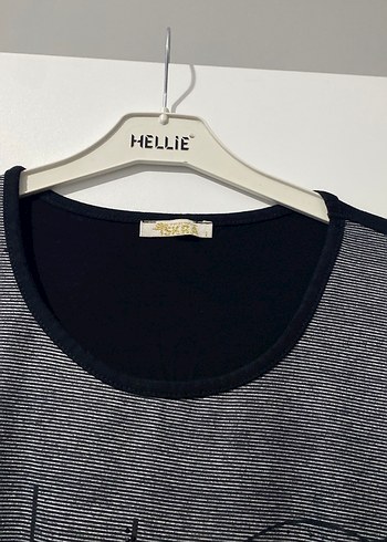 Gri Siyah Baskılı Uzun elbise - Görsel 2