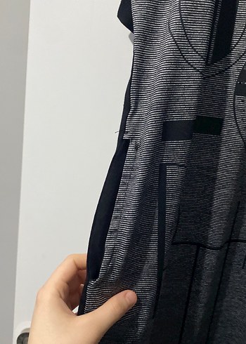 Gri Siyah Baskılı Uzun elbise - Görsel 3