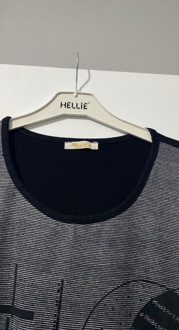 Gri Siyah Baskılı Uzun elbise - Görsel 2