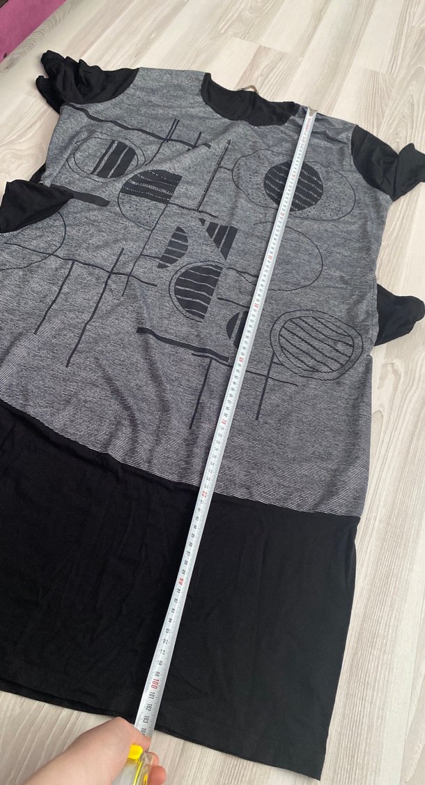 Gri Siyah Baskılı Uzun elbise - Görsel 4