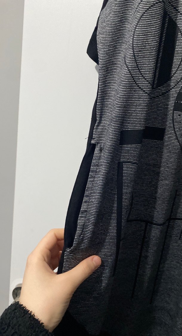 Gri Siyah Baskılı Uzun elbise - Görsel 3