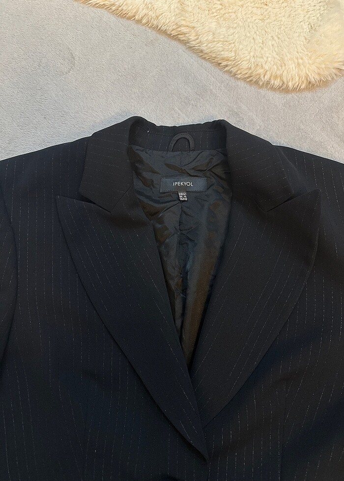 Orijinal İpekyol kendinden simli ceket pantolon takım - Görsel 2