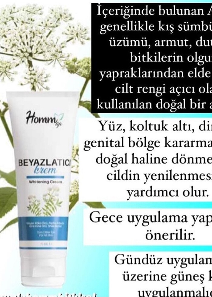 Homm bitkisel beyazlatıcı krem ambalajı üzerinde açılmamış - Görsel 2