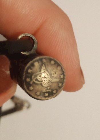 Gümüş büyük boy Silindir Tuğralı i Vintage Bohem Kolye - Görsel 2