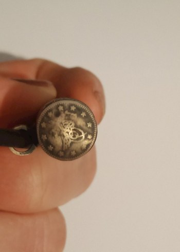 Gümüş büyük boy Silindir Tuğralı i Vintage Bohem Kolye - Görsel 4