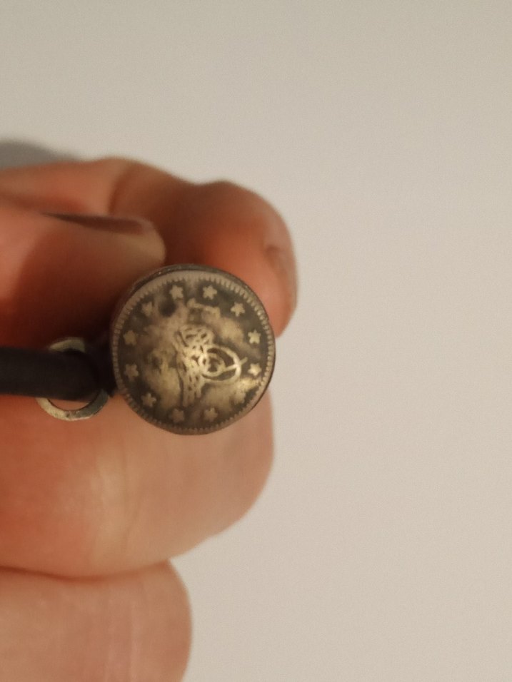 Gümüş büyük boy Silindir Tuğralı i Vintage Bohem Kolye - Görsel 4