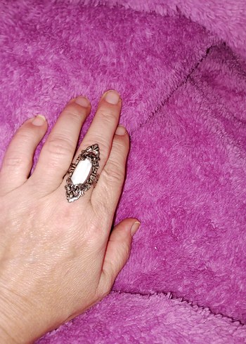 Vintage.  SEDEF taşlı Dantel Detaylı GÜMÜŞ Yüzük.Ayarlana bilir. - Görsel 8