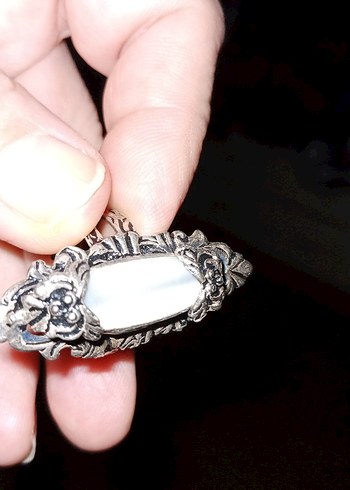 Vintage.  SEDEF taşlı Dantel Detaylı GÜMÜŞ Yüzük.Ayarlana bilir. - Görsel 3