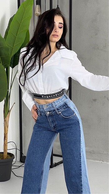 SAGAZA BEYAZ CROP DETAYLİ POPLİN GÖMLEK