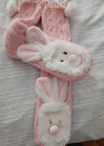 Pembe Örgü Kız Çocuk Ev Terliği - Görsel 2