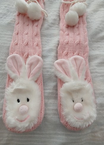 Pembe Örgü Kız Çocuk Ev Terliği - Görsel 3