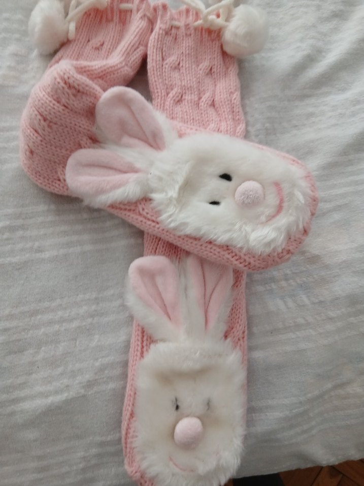 Pembe Örgü Kız Çocuk Ev Terliği - Görsel 2