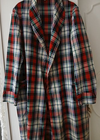 Kadın Ekose Desenli Uzun Salaş sabahlık - Görsel 8