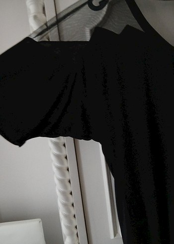 Siyah V Yaka Kısa Kollu Hamile Bluz - Görsel 2